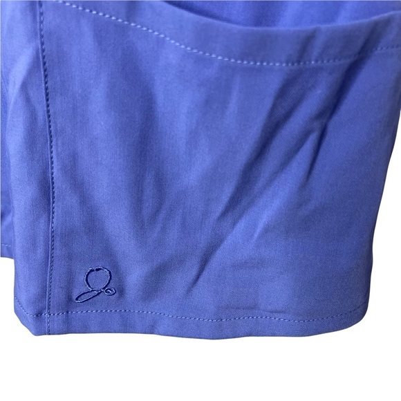 Jaanuu V Neck Notched Collar Short Sleeve Blue Scrub Shirt Size Small - Picture 5 of 7